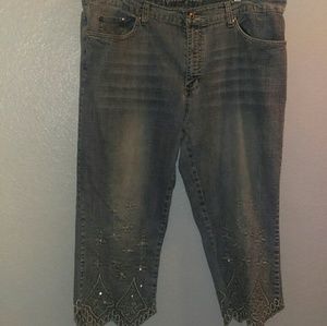 Apollo sequined denim Capri pants